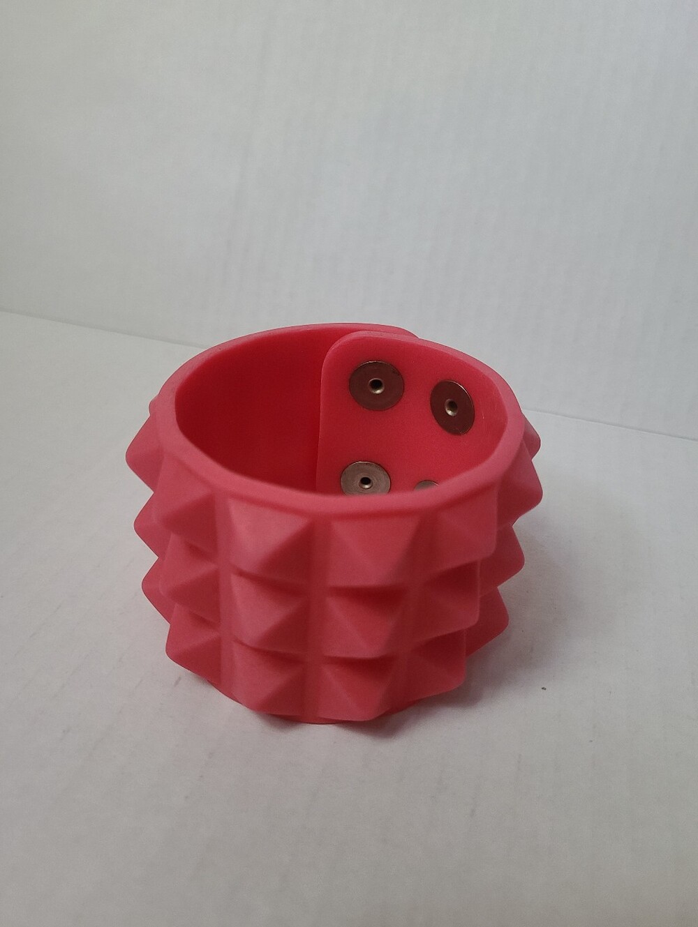 Silicone Studded Rubber Glow In The Dark Three Row Cuff Bracelet